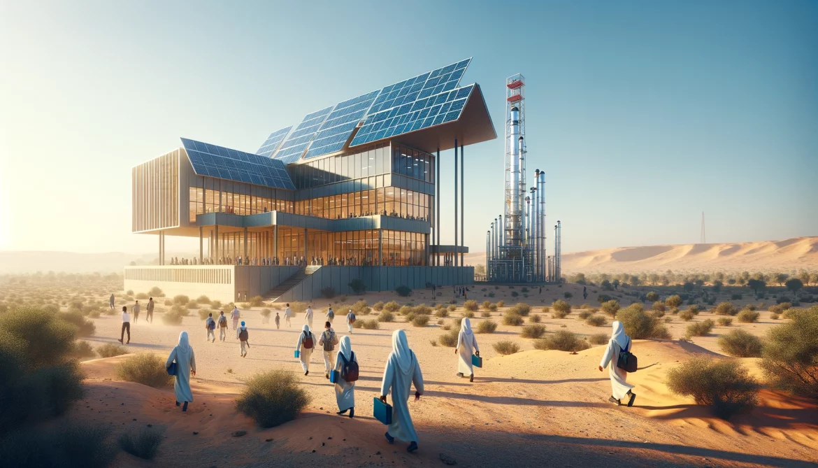 La nouvelle école dédiée aux études sur le pétrole et le gaz dans un paysage semi-aride du Sahel.