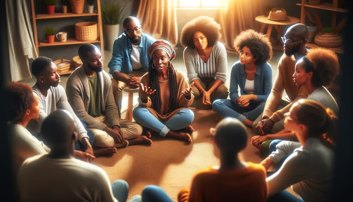 Alima dirige un cercle de discussion