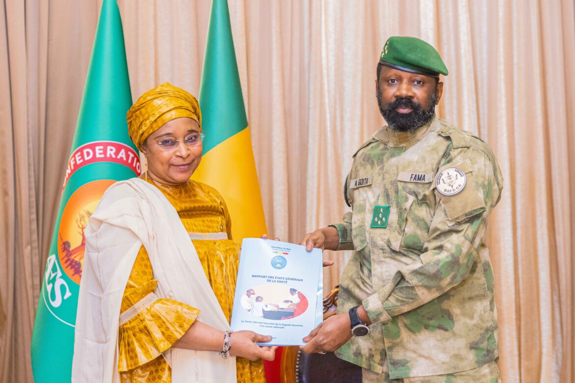 Remise du rapport final des états généraux de la santé par le ministre de la Santé et du Développement social, au président de la transition.