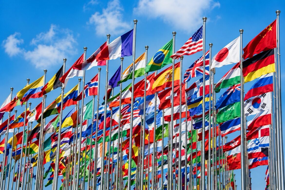 Les drapeaux du monde hissés