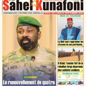 Une du Sahel Kunafoni N°074 du lundi 07 septembre 2026